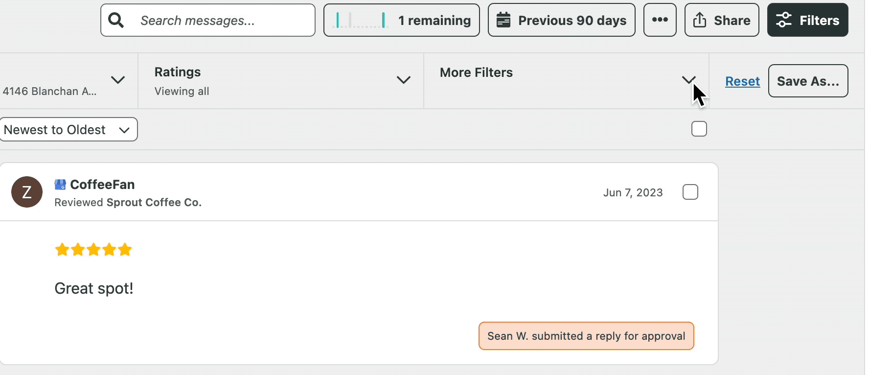 Sentiment for Messages Sprout Social Support