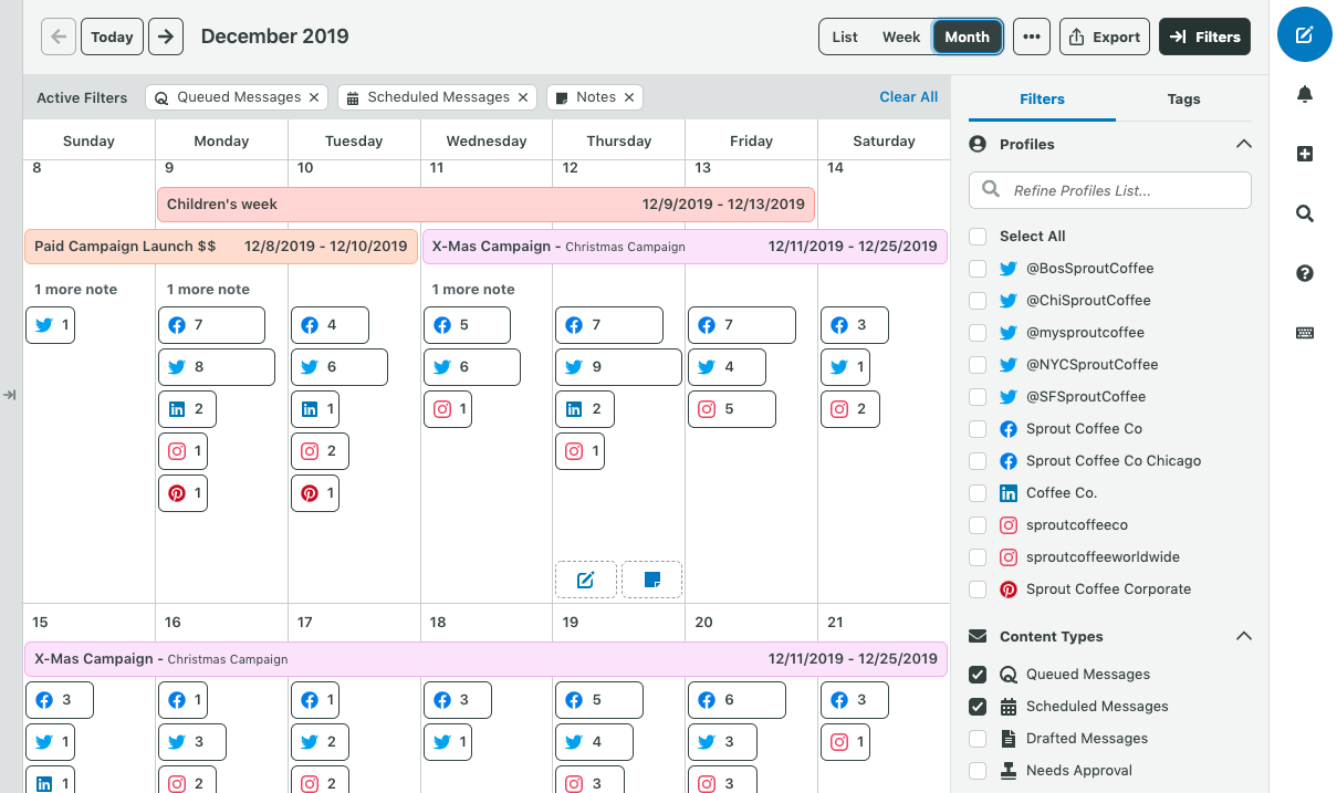 Shared Content Calendar Sprout Social Support