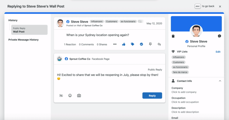 Used saved replies in Sprout Social so all your team members stick to your brand voice in every scenario.