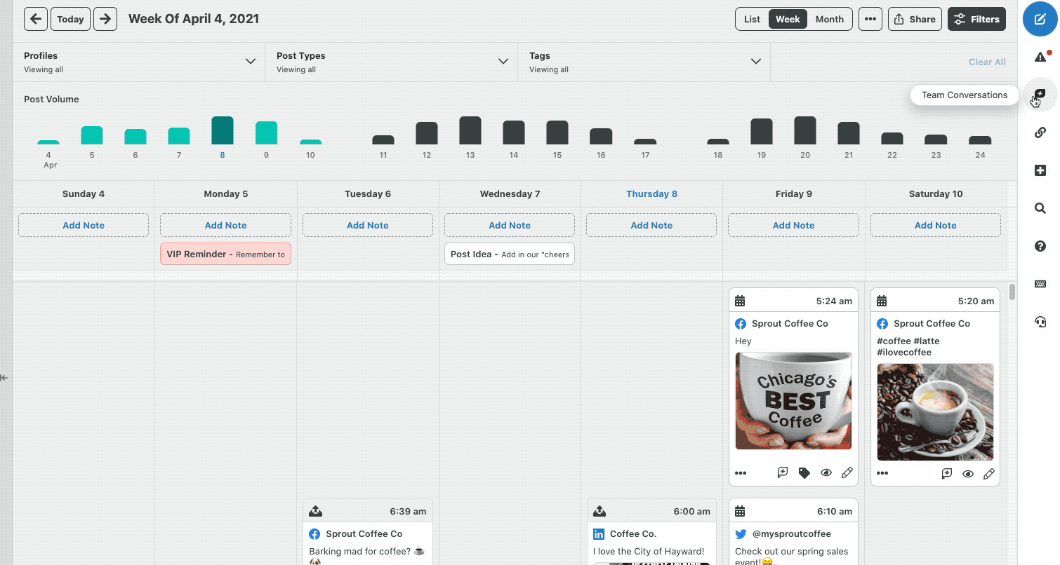 Sprout's Internal Comment feature, which allows customer care agents to discuss responses in-platform before sending them out on social. 