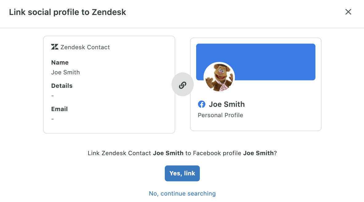 Sprout's Zendesk integration dasboard where Sprout automatically looks up users who’ve messaged you from your Zendesk instance and matches them with an existing profile.