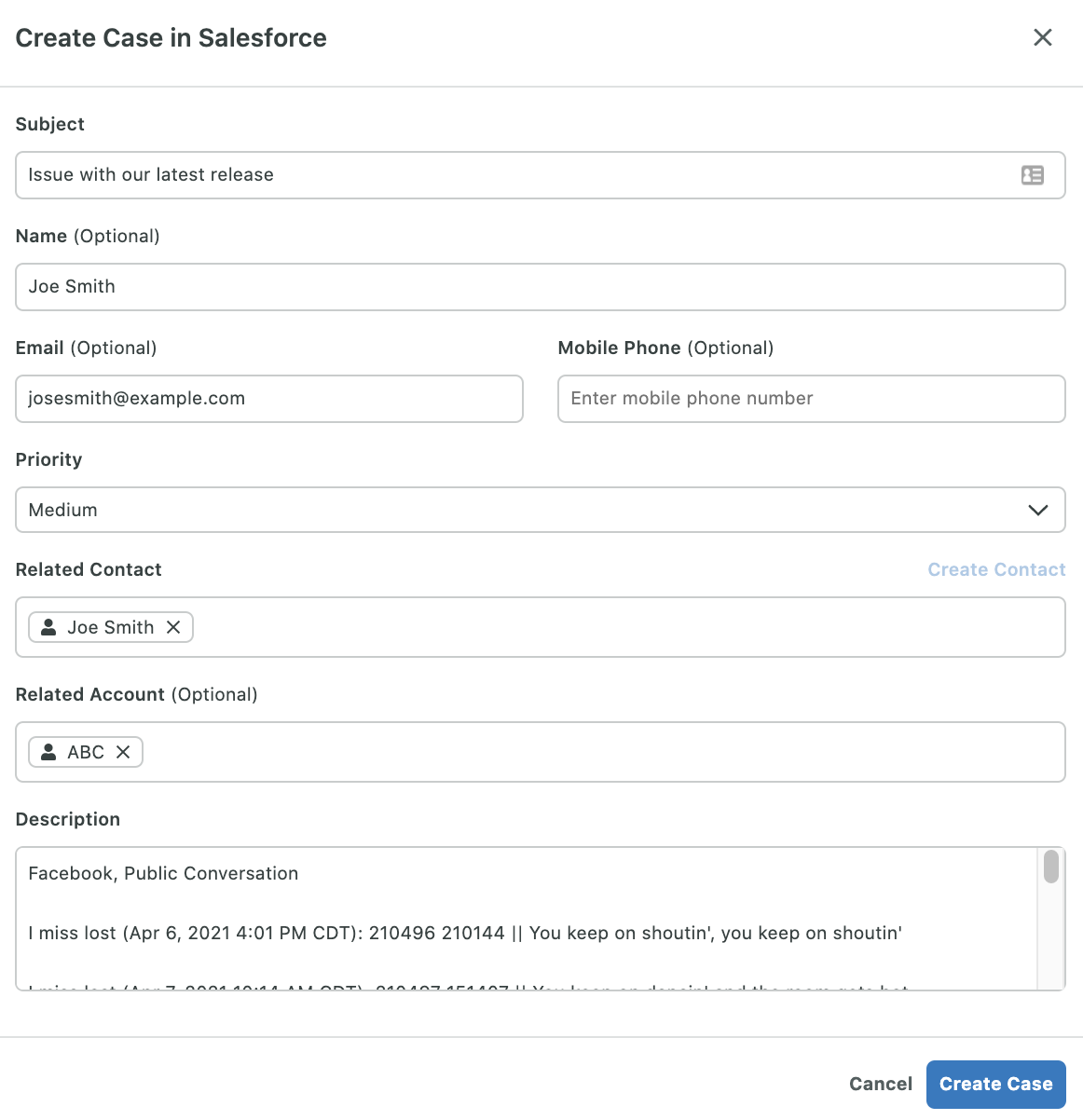 sprout social salesforce integration case creation