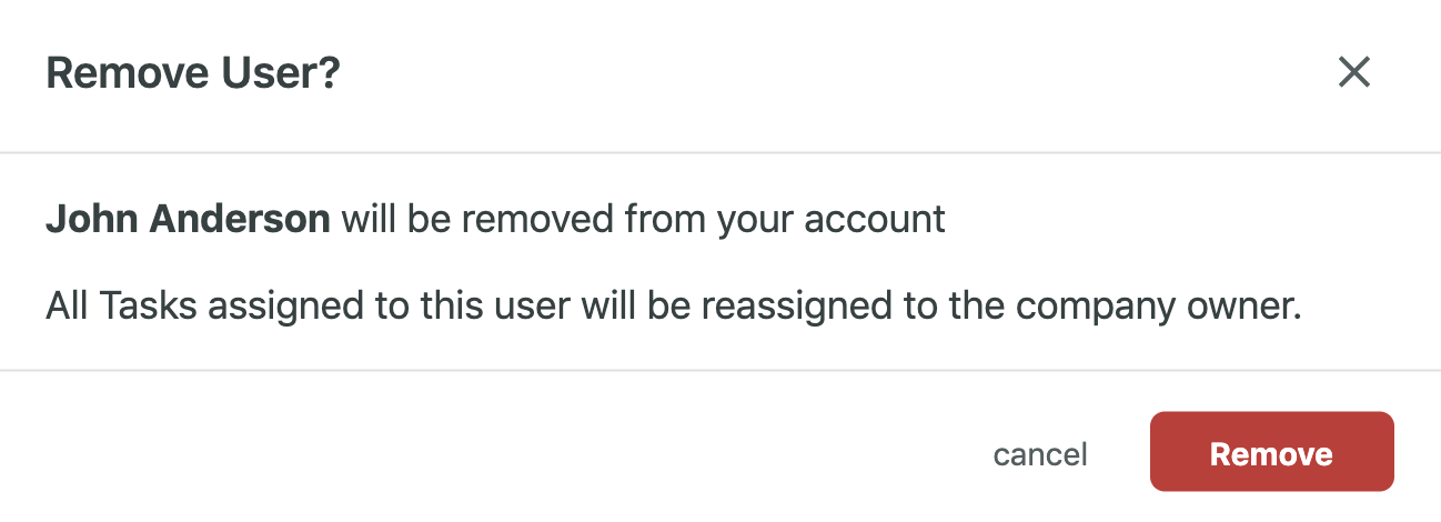 Screenshot with remove user warning with remove button in red.